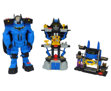 Fisher Price Imaginext Batman playsets, including Batbot Extreme, Imaginext Batman Bat Cave, and Imaginext Batman Robot Bat C