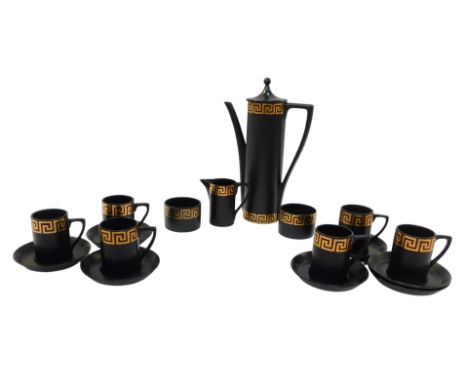 A Portmeirion coffee service designed by Susan Williams-Ellis, comprising coffee pot, milk jug, two sugar bowls, six coffee c