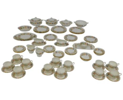 A Royal Albert Paragon Country Lane pattern part tea and dinner service, including tea cups and saucers, serving dishes, twin