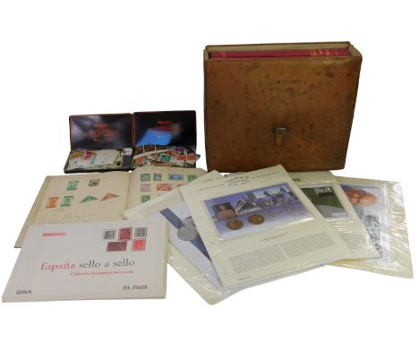 Two Stanley Gibbons Simplex stamp albums, containing GB and World stamps, including a Queen Victoria Penny Black, 1870 Halfpe