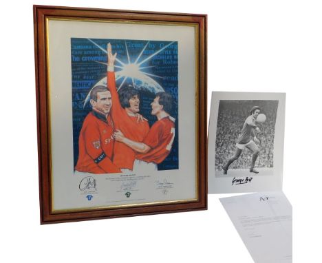 Manchester United Football Club interest. Seventh Heaven, print bearing facsimile signatures of Eric Cantona, George Best and