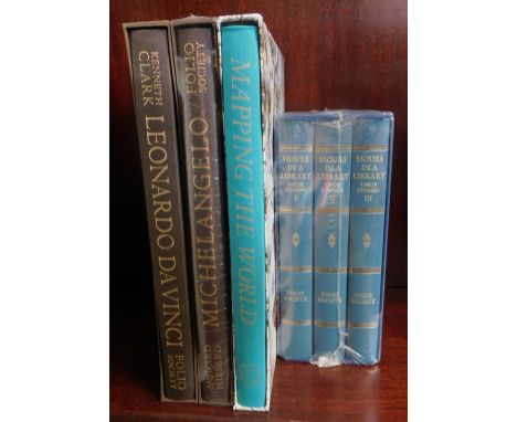 Folio Society, comprising Stephen (Leslie) Hours in a Library vols 1-3, in shrink wrap, Leonardo Da Vinci, Michelangelo, and 