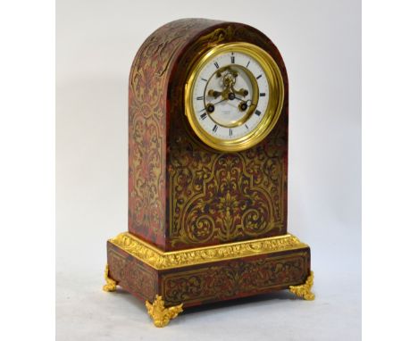 Roskell, Paris, an antique Boule mantel clock, the domed case with 8-day twin cylinder movement with two part white enamelled
