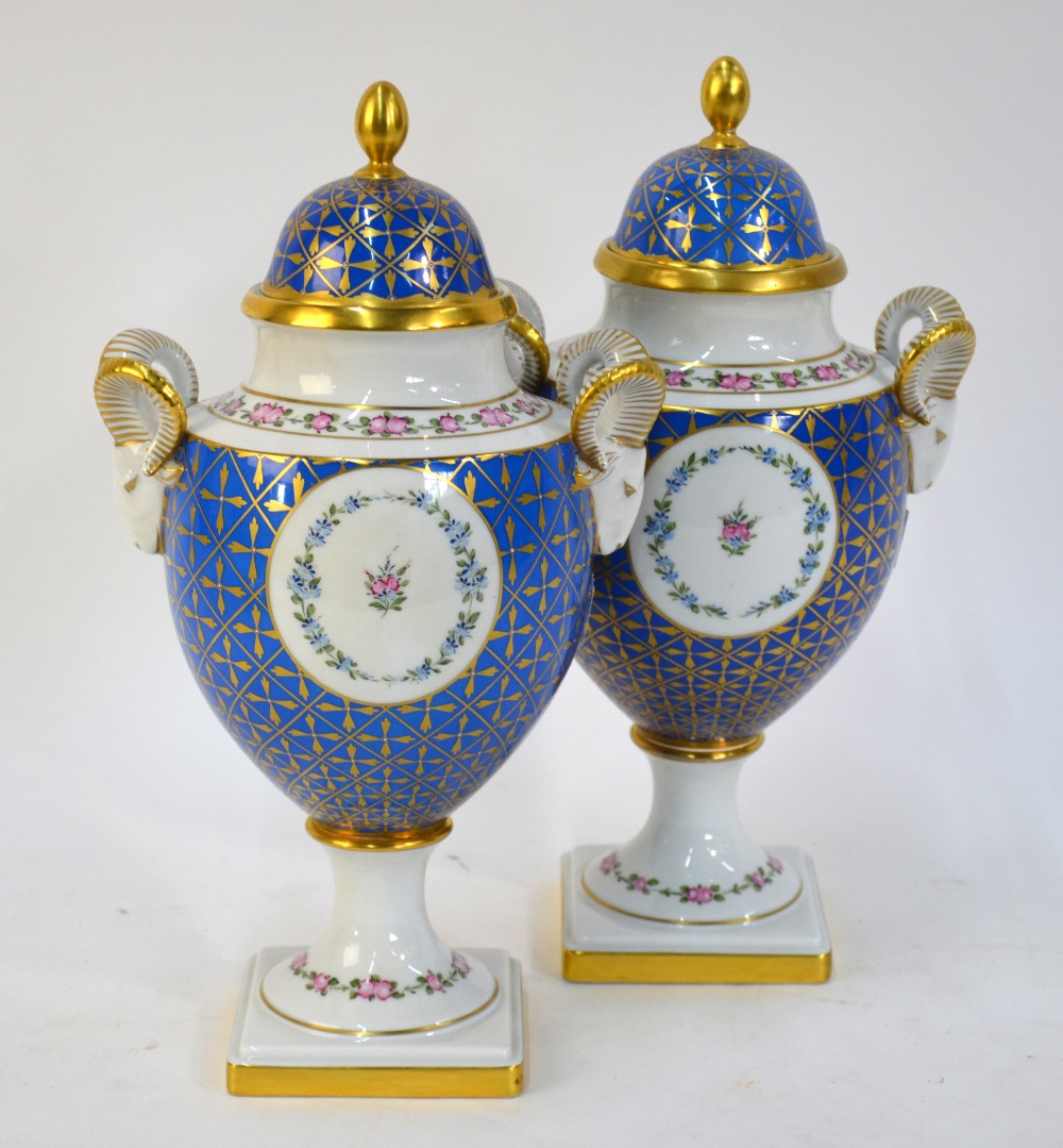 A pair of Kaiser, Germany early 19th century style porcelain ovoid