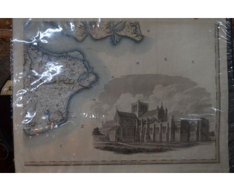 A George IV partial map engraving of Southampton and the Isle of Wight by C & J Greenwood, printed on two folio sheets, 1826