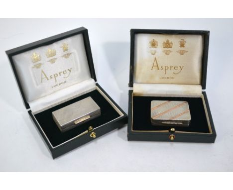 An Asprey engine-turned silver snuff-box, Birmingham 1990, to/w a parcel gilt snuff box, Peter John Docherty, Birmingham 1990