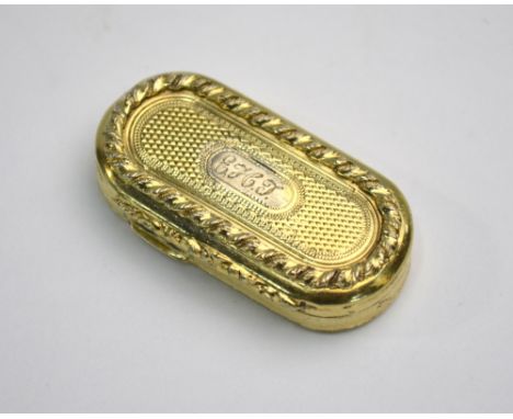 A William IV silver gilt vinaigrette with engine turned and wreathed decoration, floral and foliate-pierced grill, maker I J 