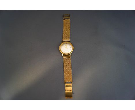 Omega, De Ville, a gentleman's 18 carat gold automatic wrist watch, the silver dial with gilt batons, hands and sweep seconds