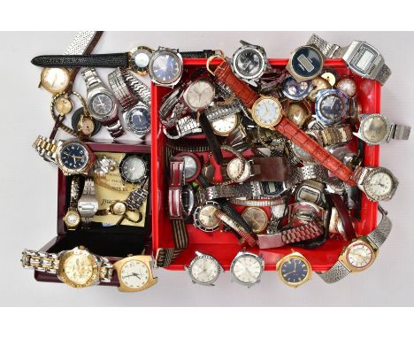 BOX OF ASSORTED WRIST WATCHES AND WATCH HEADS, names to include Casio and Sekonda.