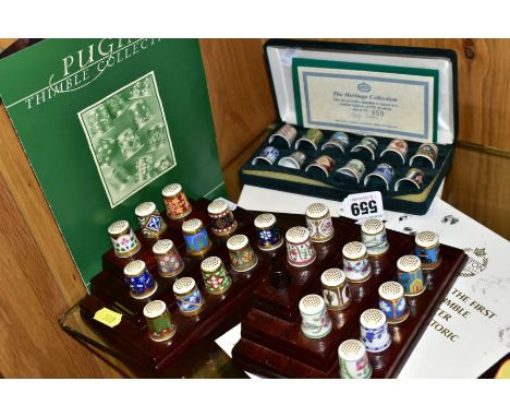 THREE SETS OF MINTON COLLECTORS THIMBLES, comprising cased set of twelve limited edition sets 'The Minton Heritage Collection