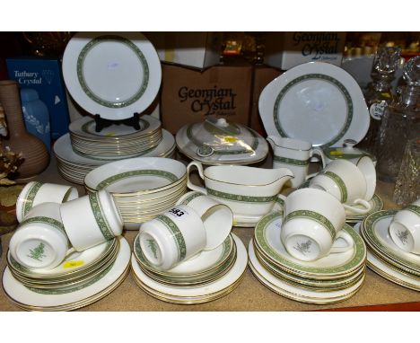 A SIXTY THREE PIECE ROYAL DOULTON RONDELAY H5004 PART DINNER SERVICE, comprising of the following pieces with a black backsta