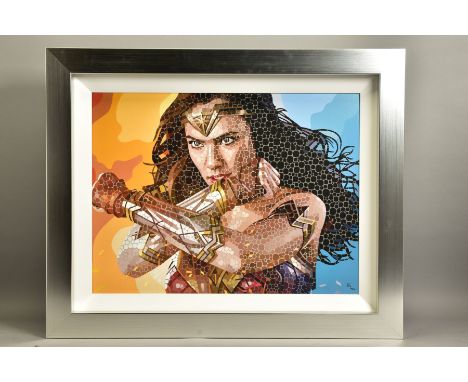 PAUL NORMANSELL (BRITISH CONTEMPORARY) 'THE TIME IS NOW', a signed limited edition print of Gal Gadot as Wonder Woman, 54/195