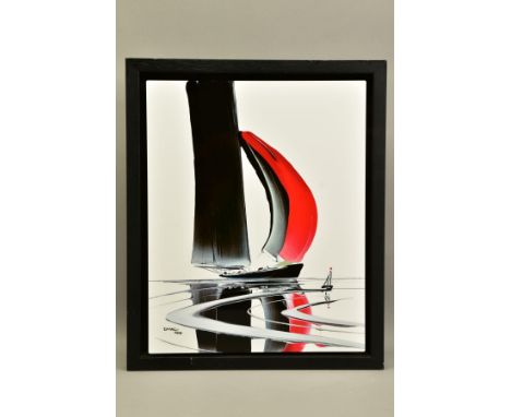 DUNCAN MACGREGOR DMAC (BRITISH 1961) 'MORNING LIGHT', a signed limited edition print on aluminium of a yacht 53/195, with cer