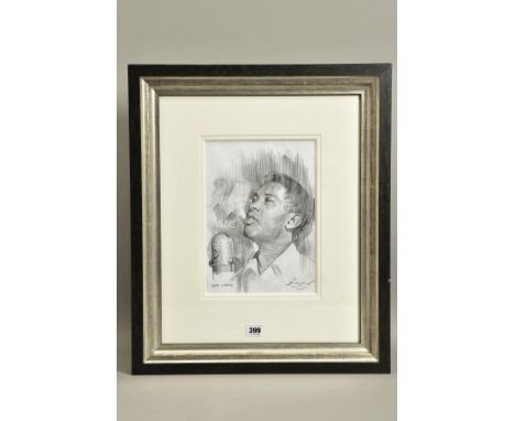 ZINSKY (BRITISH CONTEMPORARY) 'SAM COOKE', a portrait of the American soul singer, signed bottom right, pencil on paper, appr