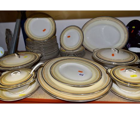 A FORTY SIX PIECE ART DECO JOHN MADDOCK &amp; SONS LTD ROYAL IVORY PART DINNER SERVICE, with stamped and painted marks, patte
