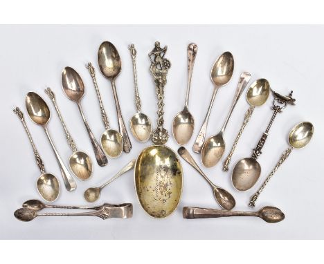 A SELECTION OF SILVER FLATWARE, to include a set of five Hanoverian teaspoons, each hallmarked 'Harrison Brothers &amp; Howso