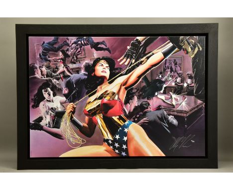ALEX ROSS (AMERICAN CONTEMPORARY) 'WONDER WOMAN: DEFENDER OF TRUTH', a signed limited edition print on canvas 40/195, with ce