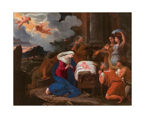 THOMAS BLANCHET (Paris 1614-Lyon 1689)&lt;R&gt;Adoration des bergers&lt;R&gt;Cuivre&lt;R&gt;Adoration of the shepherds, coppe