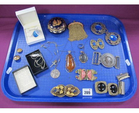 Decorative Vintage and Later Waist Buckles, including a 'Boy Scouts Be Prepared' vintage waist buckle, a large amber coloured