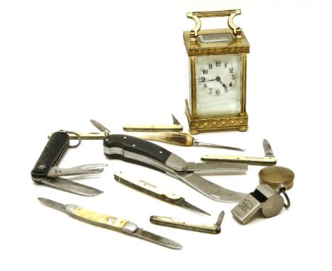 A 19th century brass carriage clock
