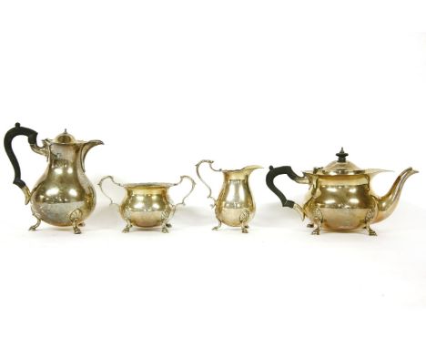 A silver four piece tea service, by B&amp;F Ltd, London, 1928, 55oz all in