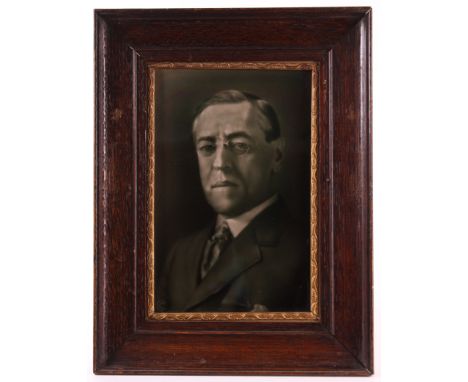 Oak Framed Ceramic Tile of President Woodrow Wilson 6 x 9 inches designed by George Cartlidge 