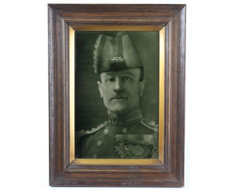 Oak Framed Ceramic Tile of Admiral Sir John Jellicoe by J.H. Barratt Stoke-on-Trent 6 x 9 inches designed by George Cartlidge