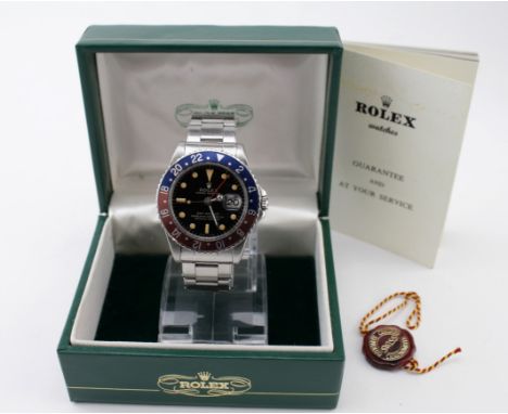 Gents stainless steel Rolex Oyster Perpetual GMT-Master Superlative Chronometer, 1015/6636. Circa 1966 in its original box wi