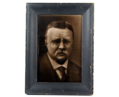 Ebonised Wood framed Ceramic Tile of Theodore Roosevelt 6 x 9 inches designed by George Cartlidge 