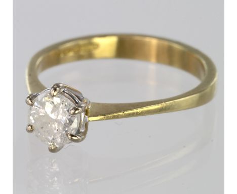 18ct Gold Diamond Solitare Ring stone approx 0.75ct weight  size R weight 3.8g