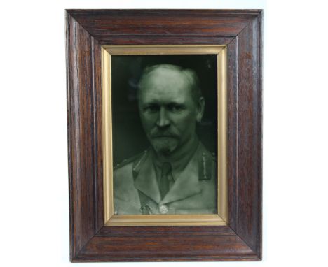 J H Barratt & Co. grey glazed portrait tile by George Cartlidge, circa early 20th century, depicting General Jan Smuts, frame