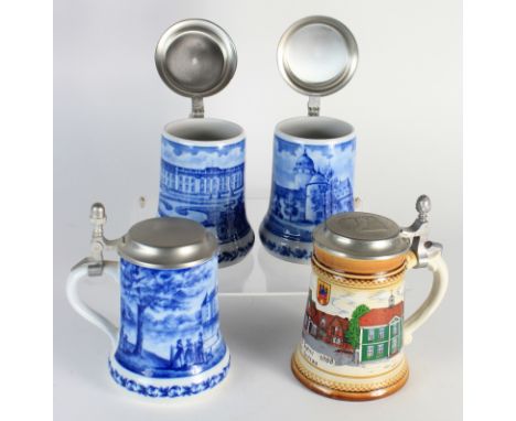 Four German Commemorative Ceramic Beer Tankards.