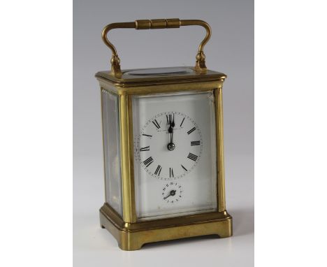 French five glass brass carriage clock, circa late 19th to early 20th century, dial marked 'Sir John Bennett Ltd, Paris', sub