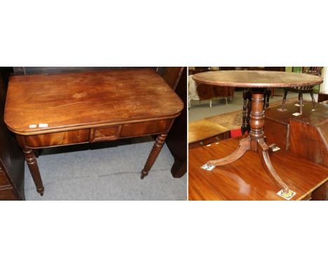 A George III tilt-top tripod table and a 19th century fold-over tea table (2)