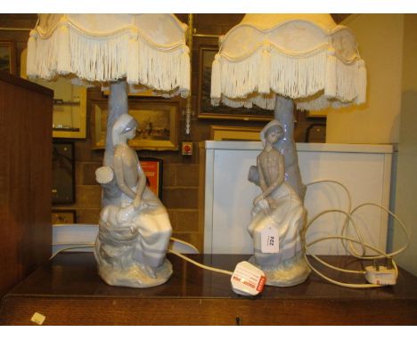 Pair of Nao Figure Table Lamps 