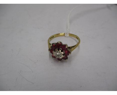 18ct Gold Ruby and Diamond Ring, 2.76g, Size J 