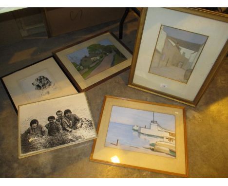 P. Ross Bruce, Pastels, A Close in Kirkcudbright, 29x21cm, along with 2 Similar Pictures, a Signed Photograph and a Spaniel P