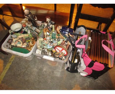 Two Boxes of Ornaments, Dundee Scene Pictures, Scales etc 