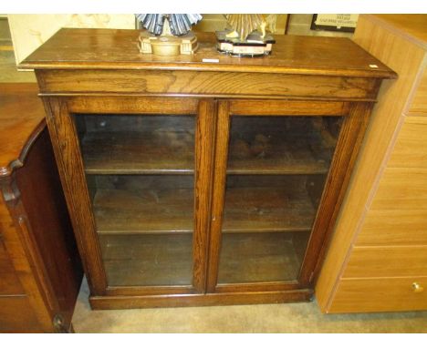 1920's Oak Glazed Door Bookcase, 92cm 