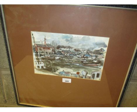 Gordon S. Laird, 1929-2024, Watercolour, Harbour Scene, 19x28cm 