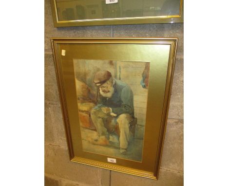 John Young, Watercolour, Portrait of an Old Man, 41x26cm 