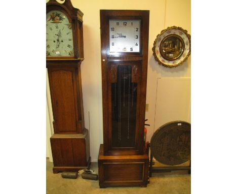 1930's Triple Weight Oak Longcase Clock 