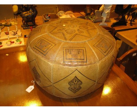 Middle Eastern Leather Pouffe 