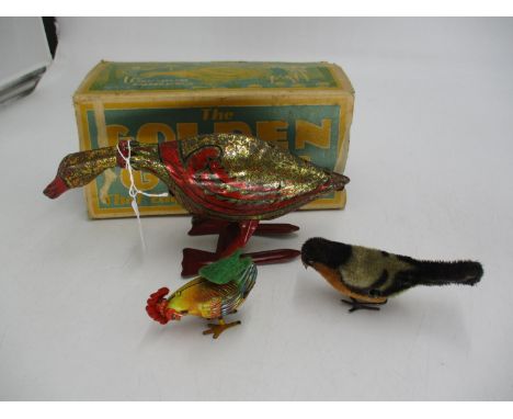 Louis Marx &amp; Co. The Golden Goose along with Small Clockwork Chicken and Bird 