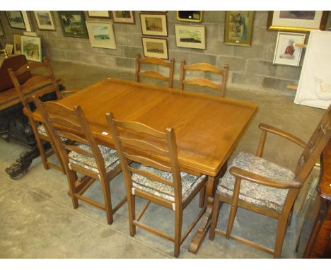 Ercol Draw Leaf Dining Table with 6, 2 Arm and 4, Dining Chairs 