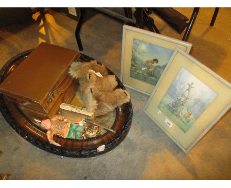 Pair of Margaret Tarrant Prints, Oval Mirror, Small Case, Koala, Chinese Doll and 2 Brushes 