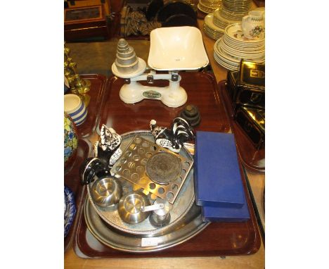 The Viking Scales with Weights, Other Metalwares and a Pair of Cockerels 