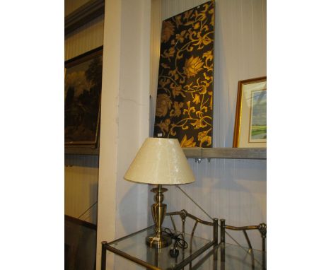 Decorative Wall Panel, Table Lamp with Shade and a Triple Pendant Ceiling Light 