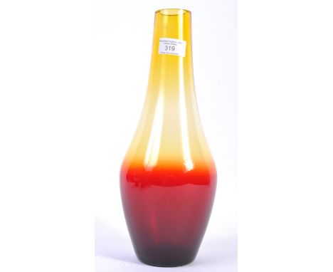 Riihimäen Lasi - retro vintage mid 20th century design studio art glass vase of bulbous form having waisted neck in a two ton
