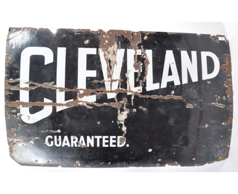 Cleveland Guaranteed - An early 20th century vintage industrial enamel point of sale enamel faced shop advertising sign for C